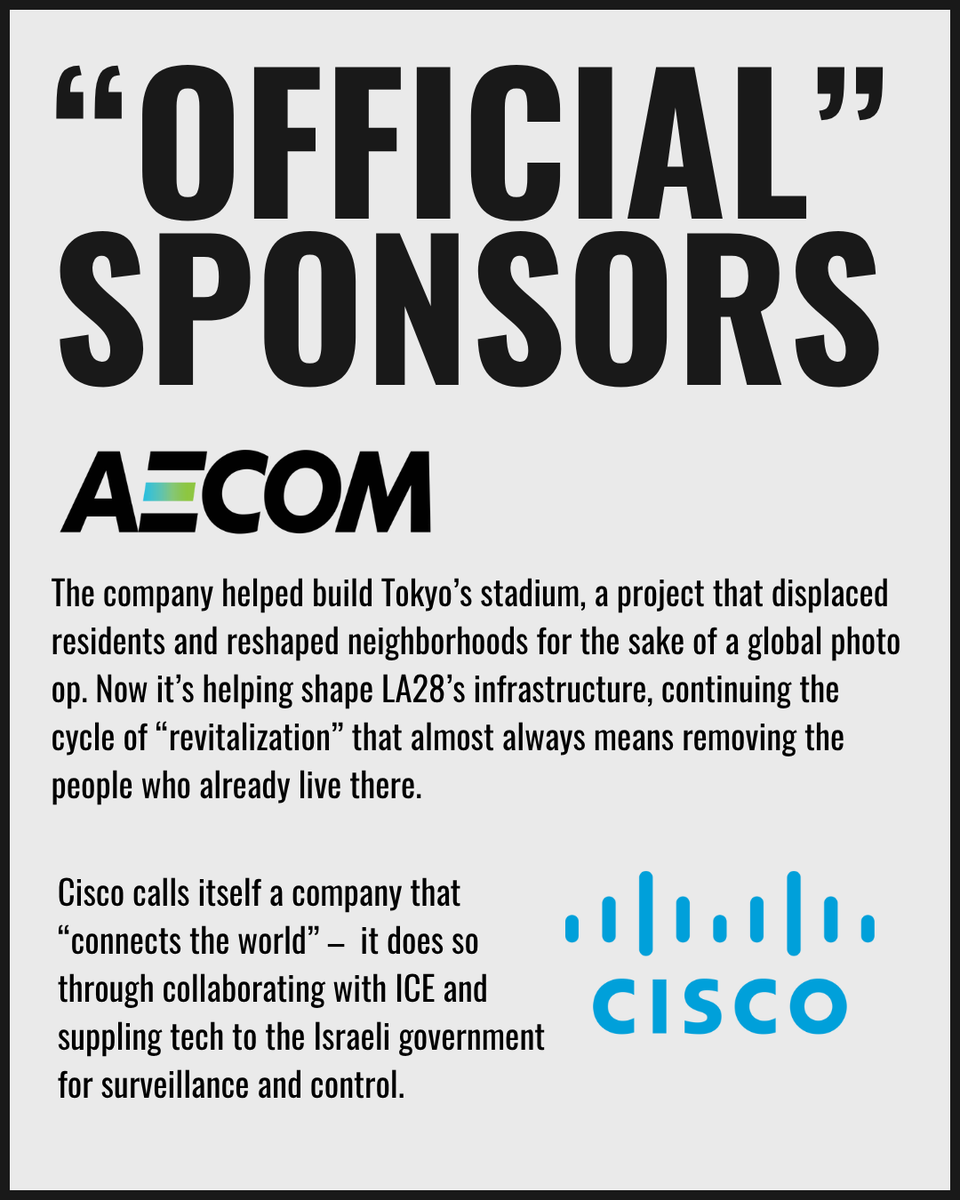 NOlympicsLA's tweet image. Fair Games LA and the Starbucks Workers Union recently posted that Starbucks hasn’t “earned the privilege” of being an Olympic sponsor, given the company’s well-documented union-busting practices. It’s clear to us that they align perfectly