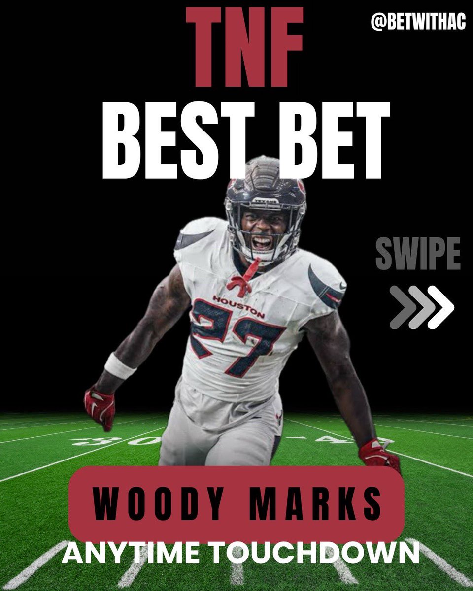 BetWithAC's tweet image. TNF BEST BET????
Woody Marks looks like he has taken over the RB1 role and faces the best rb matchup of his season so far…