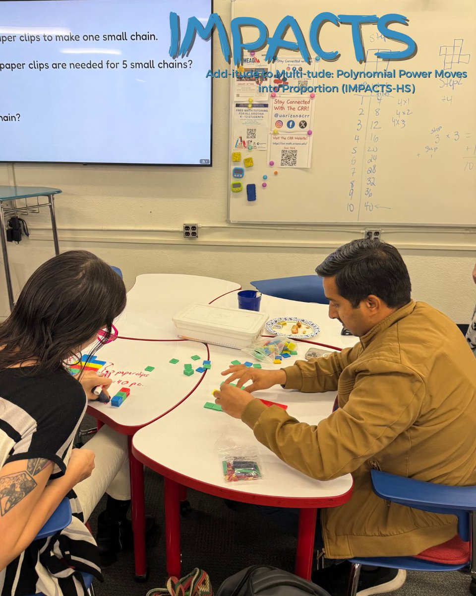 uarizonaCRR's tweet image. 🧮 FROM ADD-ITUDE TO MULTI-TUDE 🧮

This weekend, educators learned how polynomials help students move from additive → multiplicative &amp;amp; proportional thinking. Hands-on activities = lasting algebra growth!

Join us for another workshop THIS SATURDAY! 
🔗Register via link in bio.