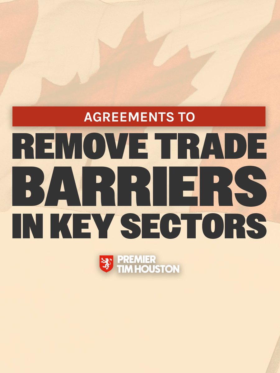 TimHoustonNS's tweet image. Nova Scotia is taking another step to grow our economy and make life easier for local businesses.

We reached new agreements with Ottawa and other provinces to cut red tape and remove old trade barriers in key sectors like goods, trucking, and financial services. This will open…