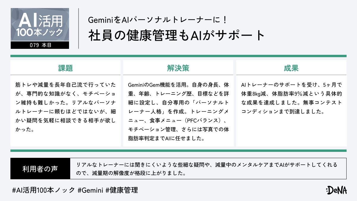 AI活用100本ノック：079📢】BIZ職が実践！ ＼GeminiをAIパーソナル