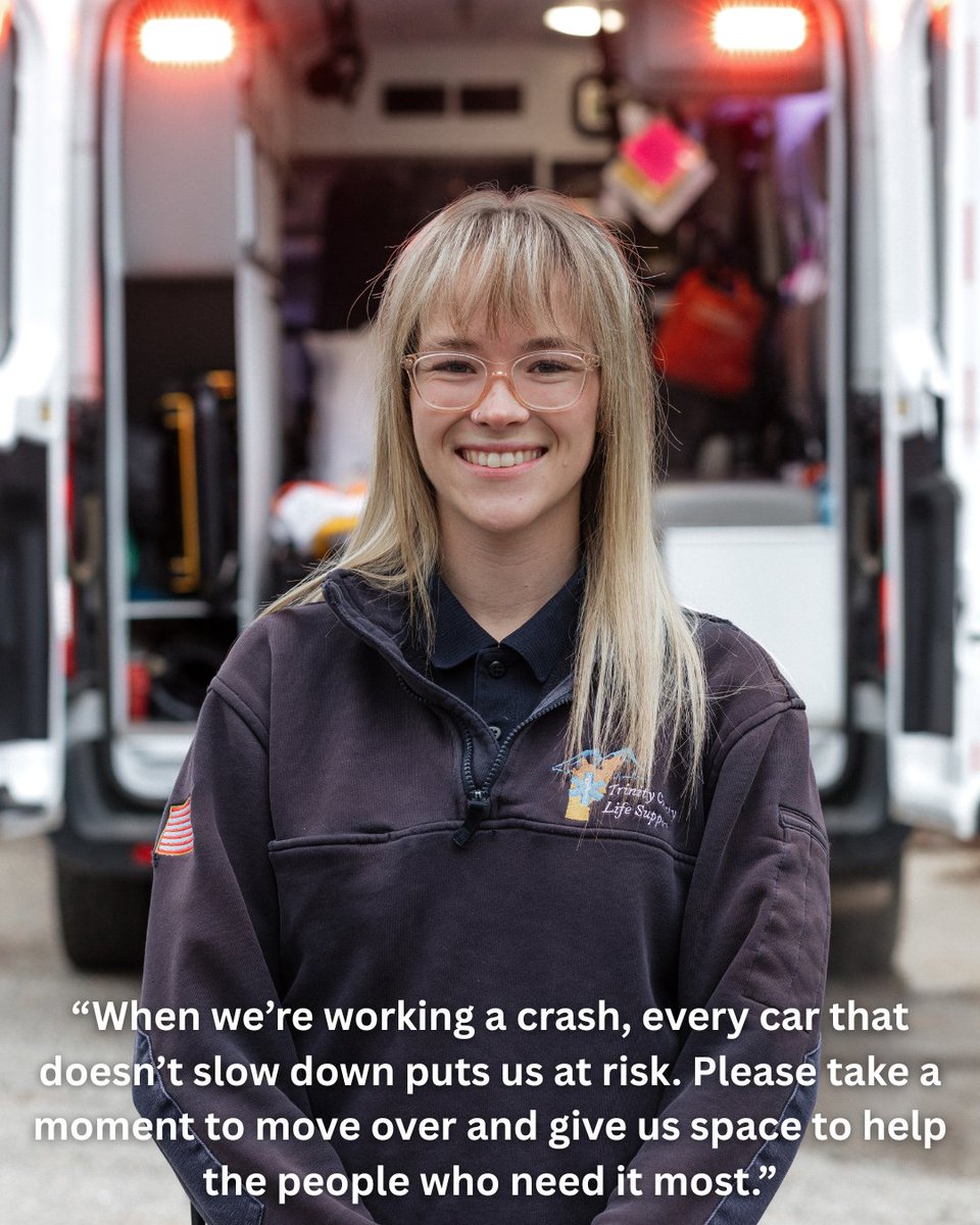 Crash Responder Safety Week reminds drivers to slow down &amp; move over to keep roadside responders safe.

Today we’re featuring EMT Kelli Rogers with Trinity County Life Support, who serves on the front lines during emergency incidents. 

#CrashResponderSafetyWeek <a href="/CaltransHQ/">Caltrans HQ</a>