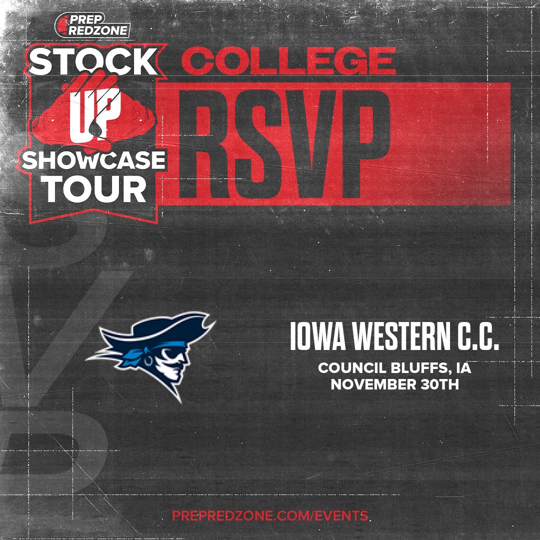 PrepRedzoneIA's tweet image. Iowa Western CC has RSVP&apos;d to the Stock Up Showcase: Iowa/Nebraska

Will you be there!?

Register NOW: events.prepredzone.com/e/2114/registe…