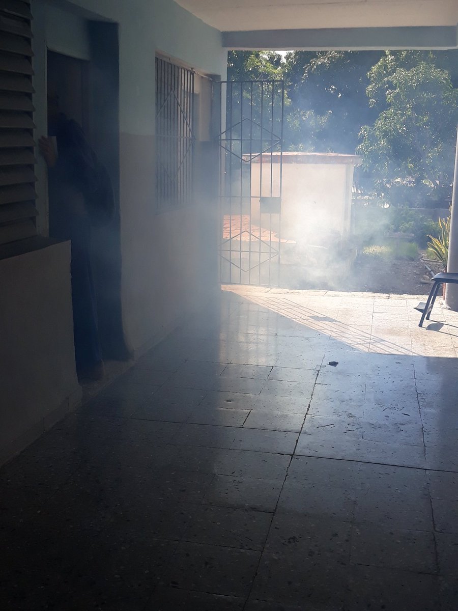 En el día de hoy se realiza la fumigación  en nuestro centro por compañeros de la salud pública  para evitar la propagación  de los agentes transmisores del dengue.
#CubaPorLaSalud
#EducacionGuanabacoa