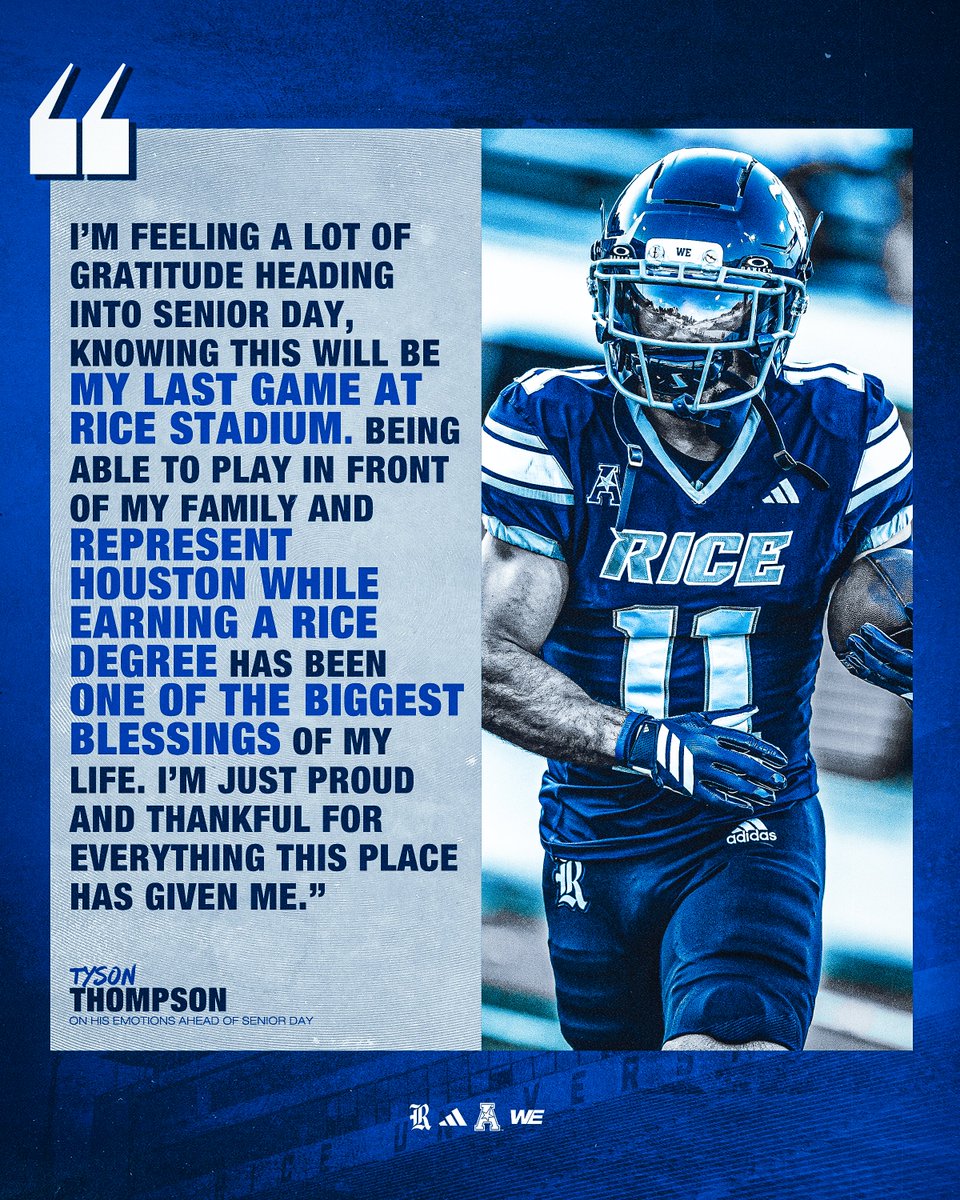 RiceFootball's tweet photo. Grateful for the Journey, Ready for what’s Next.

#SeniorDay25 | #WE https://t.co/D3ScuYcHBz