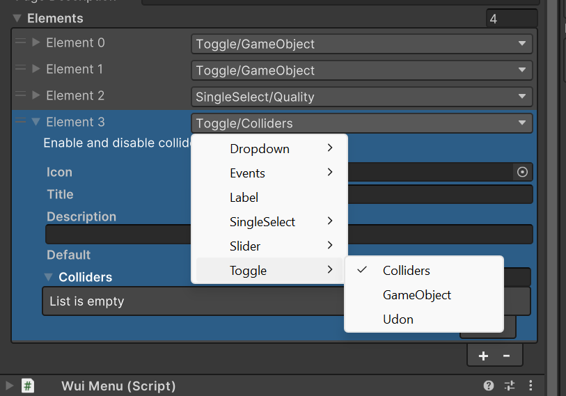 Vowgan's tweet image. A few bugs to iron out with the Tweening system, but we&apos;ve greatly improved the display for choosing a menu element! Menu Elements can be given a custom name and description through an attribute. The name is used in the dropdown, and the description is shown at the top.