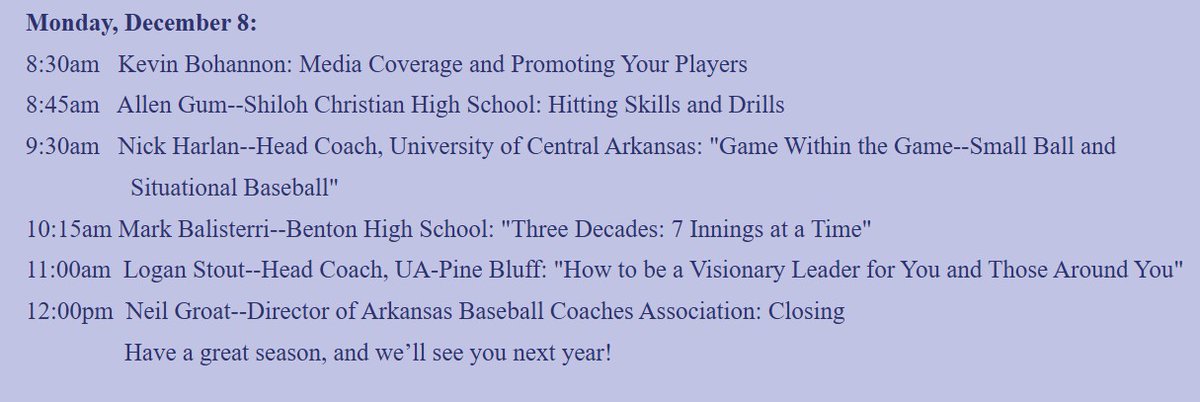 ARBCA_Online's tweet photo. Full Schedule for the ARBCA Clinic, Dec 7 and 8 in Hot Springs.  Register today!  https://t.co/39NozqkLQD https://t.co/VsFjhGRLoX