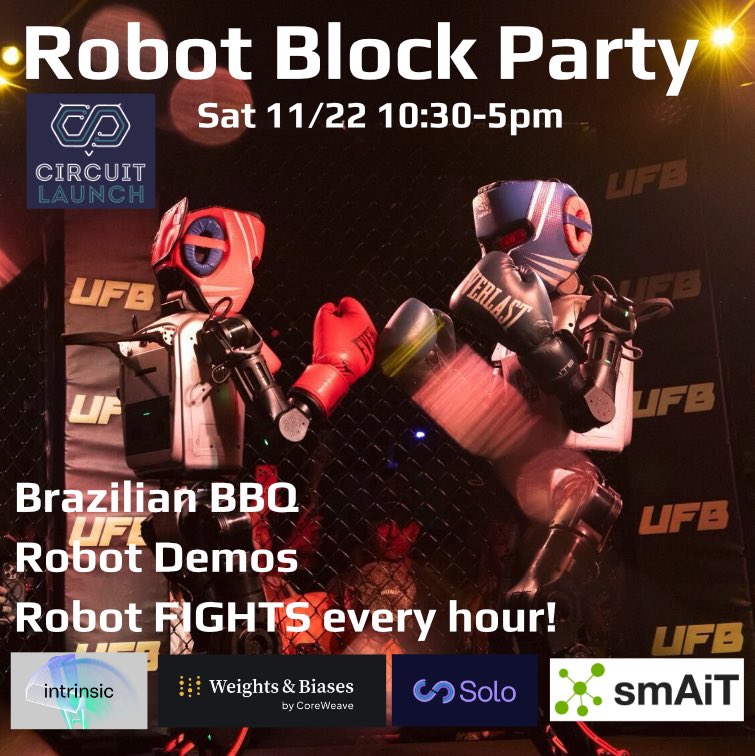 circuitlaunch's tweet image. You hear there was a fight out on the block?
Robots fighting it out at the Robot Block
Party hashtag
#robotboxing at Circuit Launch Mountain View. RSVP while there are still spots available:
luma.com/1ir4ggmw