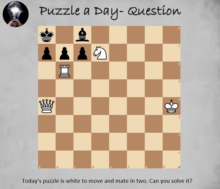 PuzzleADayBlog's tweet image. A ‘Mate In Two’ Puzzle

#puzzle #puzzles #puzzleaday