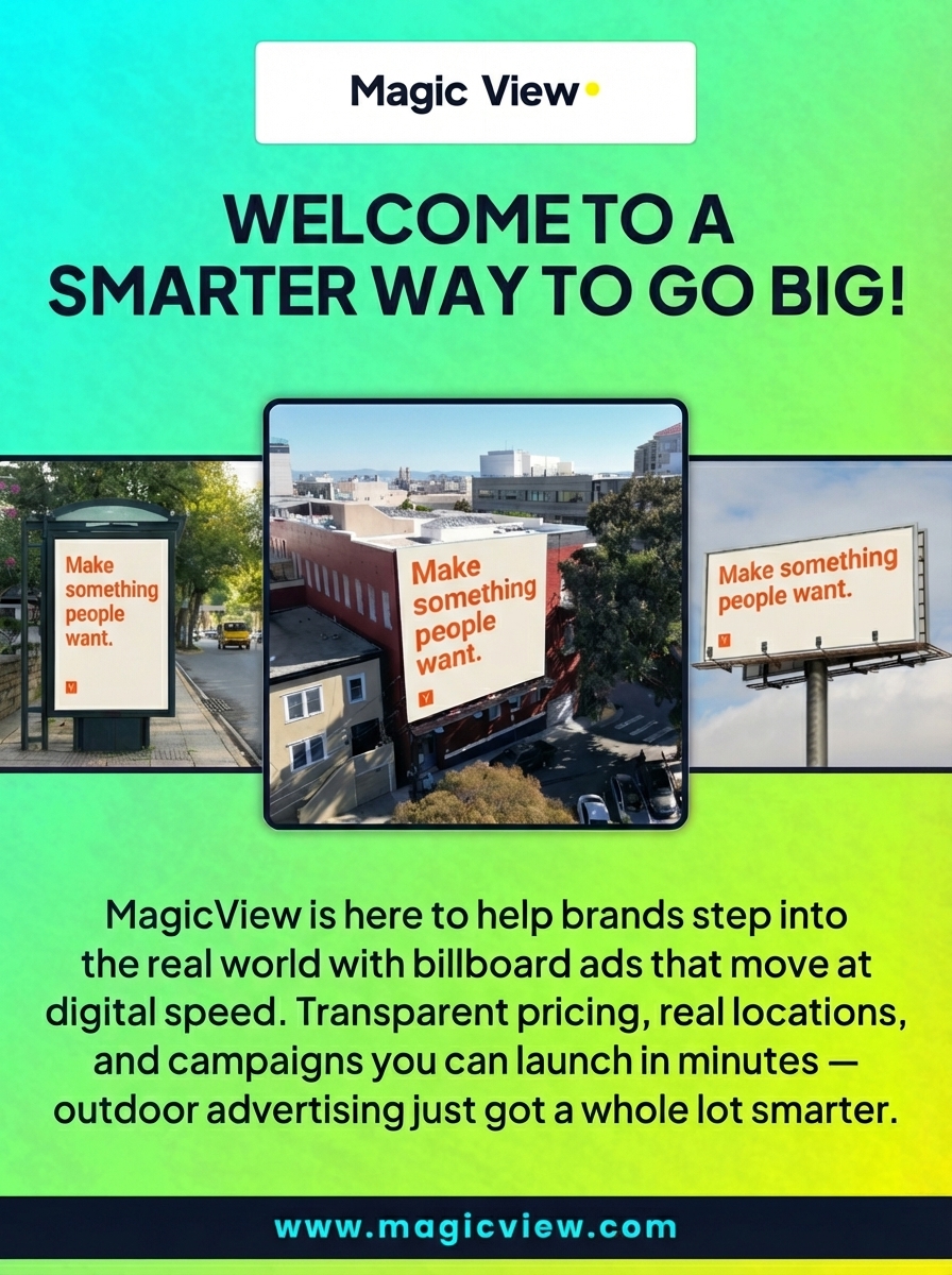 MagicViewAI's tweet image. MagicView is officially here!

We are turning outdoor advertising into something fast, flexible, and refreshingly transparent. Whether you’re a local business or a scaling brand, your visibility just got an upgrade. Stick around, this is where the future of DOOH begins.

Let’s…