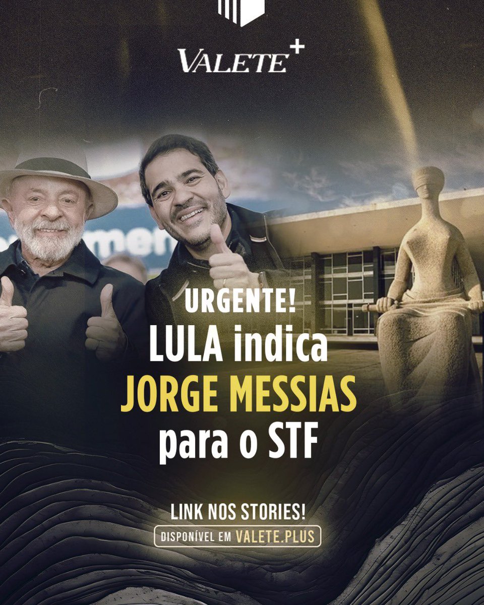 LULA INDICA JORGE MESSIAS PARA O STF 

Messias ficou famoso em 2016, após a conversa vazada pela Lava Jato entre Dilma Rousseff e Lula, em que a então presidente dizia que “o Bessias”, seu assessor, levaria um termo de posse para que Lula assumisse o Ministério da Casa Civil e,