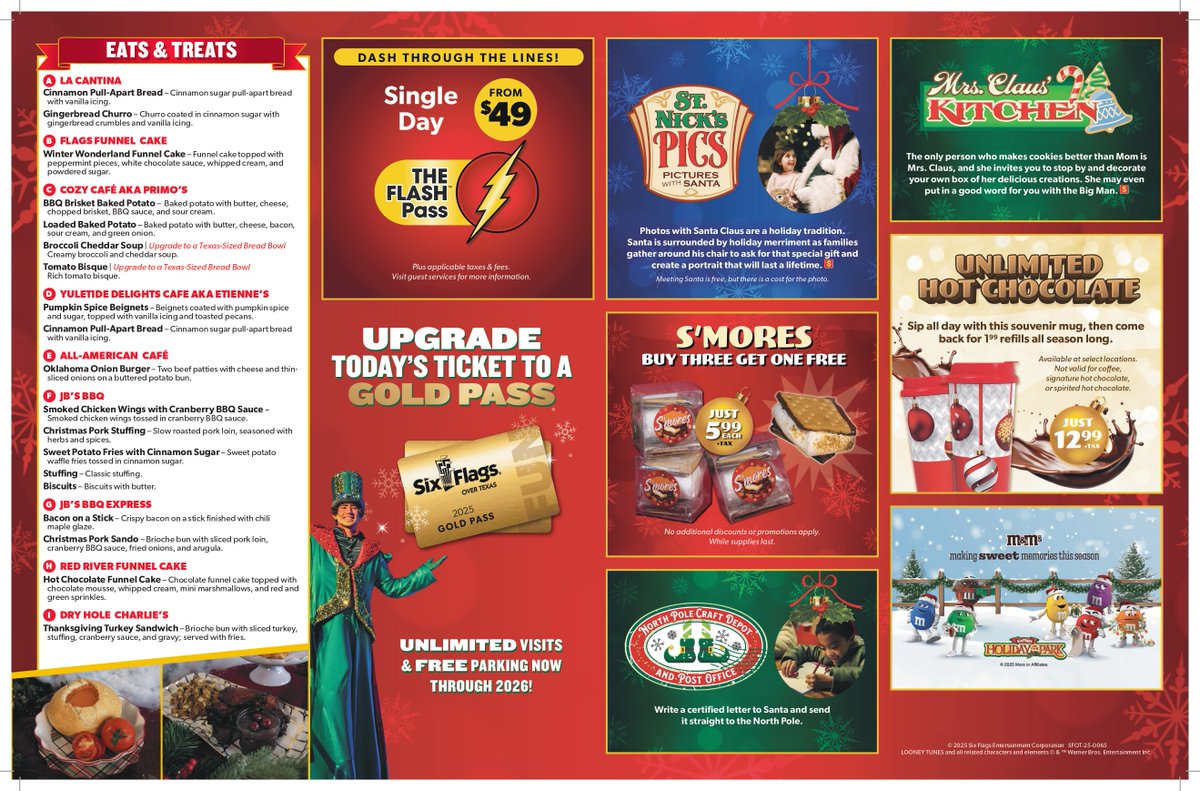 Here's your guide to the biggest Holiday in the Park ever opening on Nov. 23! Celebrate 40 years this year with lights, food, entertainment, and more ways to make memories than ever: bit.ly/4piCgpN 🎄 

#sixflagsovertexas #christmas #holidayevents #dallas #arlington