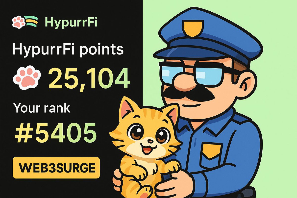 0xweb3_surge's tweet image. My kitty made a nice Jump on @HypurrFi !!! 
It was a nice week for hypurrFi points. Got more than 5K points. 
Best place to lend/borrow in hypeEVM ecosystem. 

My Best play: 
- Lend hype + thBILL on HypurrFi 
- borrow stable coin
- Use those to LP in @prjx_hl 

For points boost:…