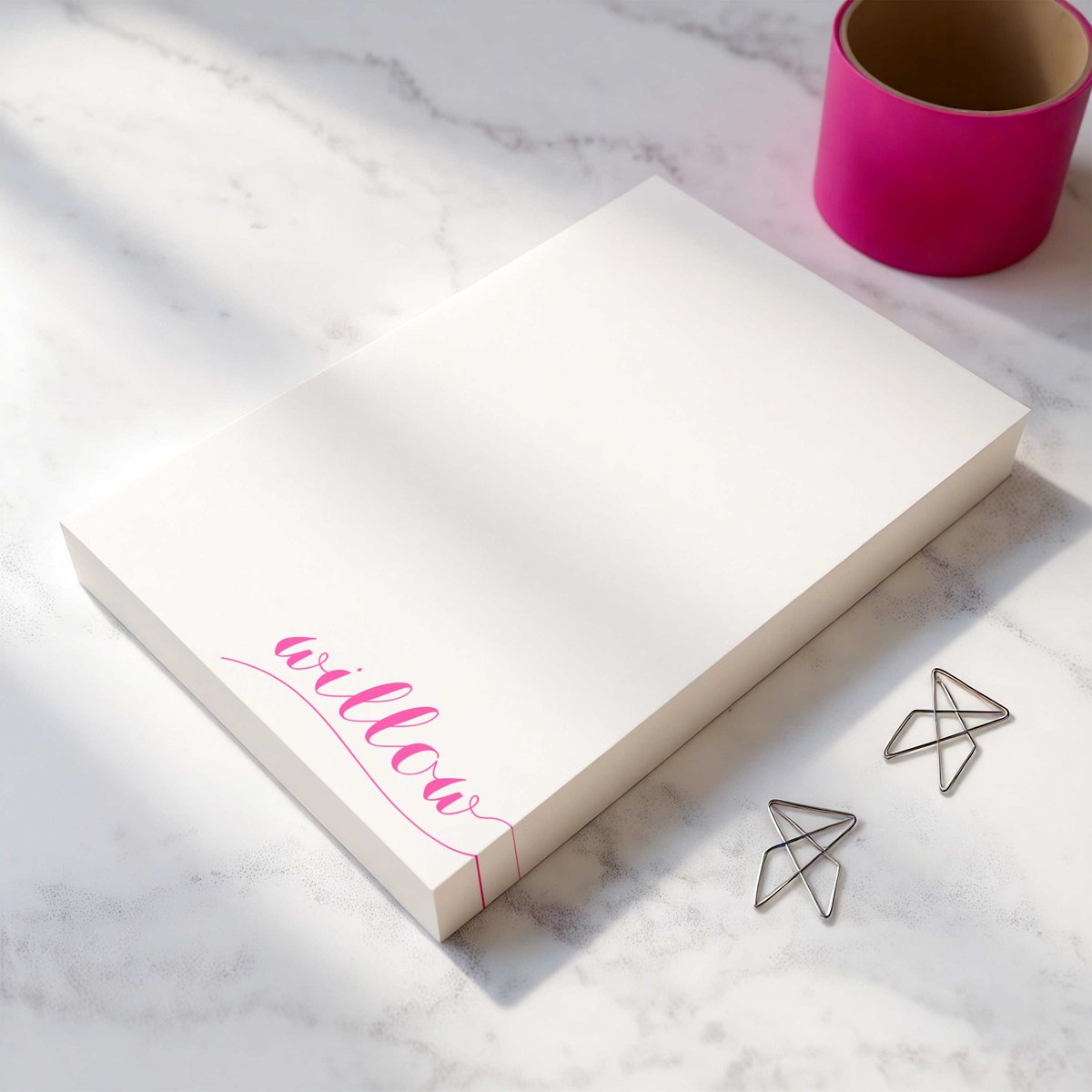 idesignthat_com's tweet image. Your name in bold, swashy lettering. Big energy for every little list: shorturl.at/QNB31 ✨ #PersonalizedNotepad