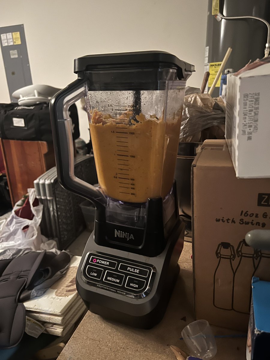 Fatherhood is blending the sweet potato puree in the garage because the kitchen is close enough to the nursery it could wake up your five month old and just don’t want to risk it