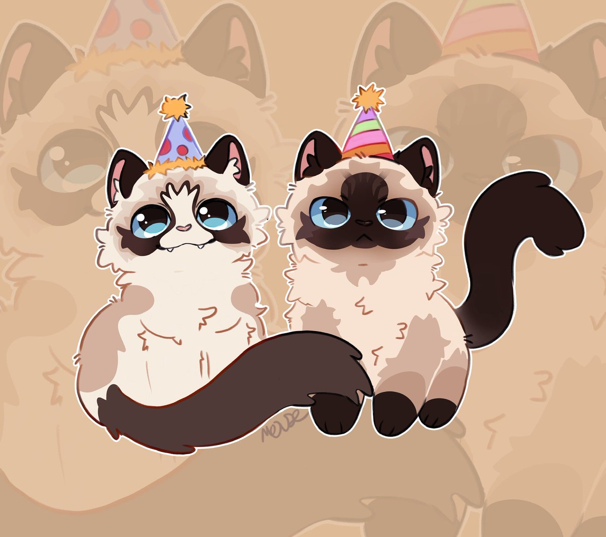HeadfirstForYu's tweet image. Birthday cats for @MomentsAreHigh 🥳🎂