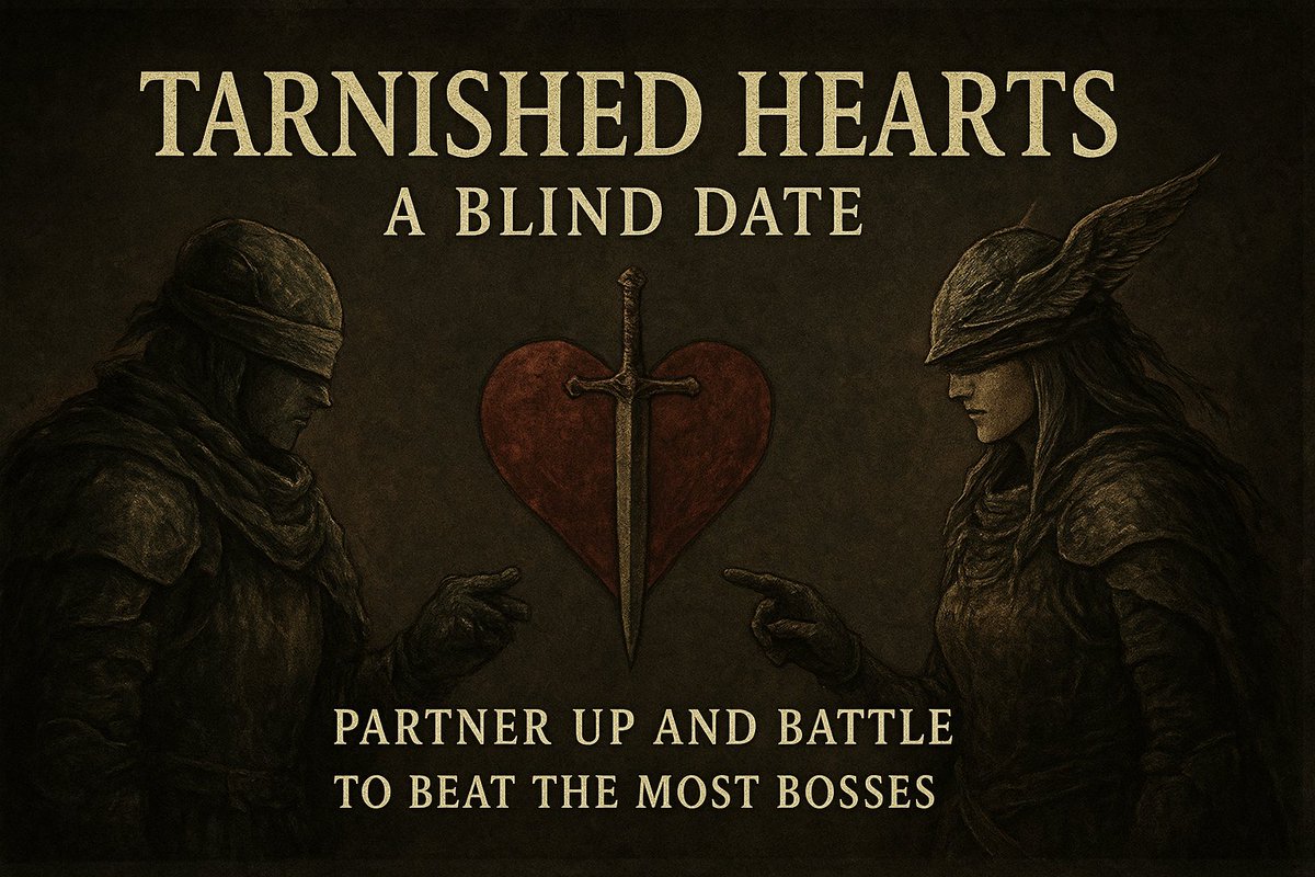 rachypi3's tweet photo. Hiii I'm going to be participating in Tarnished Hearts: A Blind Date, organized by one of my fellow Firekeepers. @JenIsOnline is going to be my date tonight while she tries to guide me through playing Elden Ring. Blindfolded. Get in here! https://t.co/CkfDWJHpYe https://t.co/06tolXM8AD