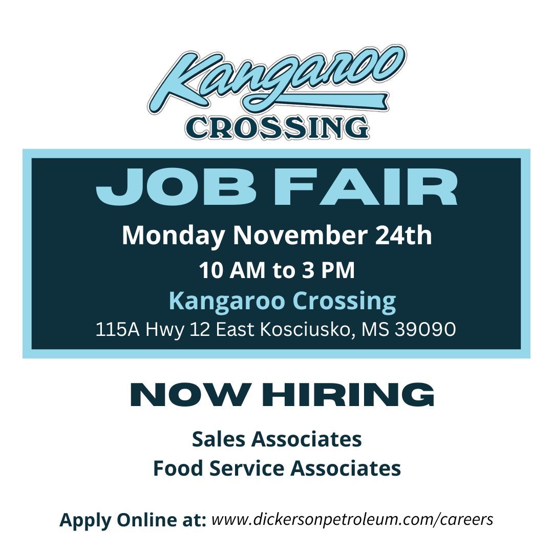 DickersonCompa2's tweet photo. Join us for a job fair in Kosciusko Monday, November 24th from 10am-3pm. If you are interested, please submit an application on our website. We hope to see you there!⛽ https://t.co/zPvamETNKH
