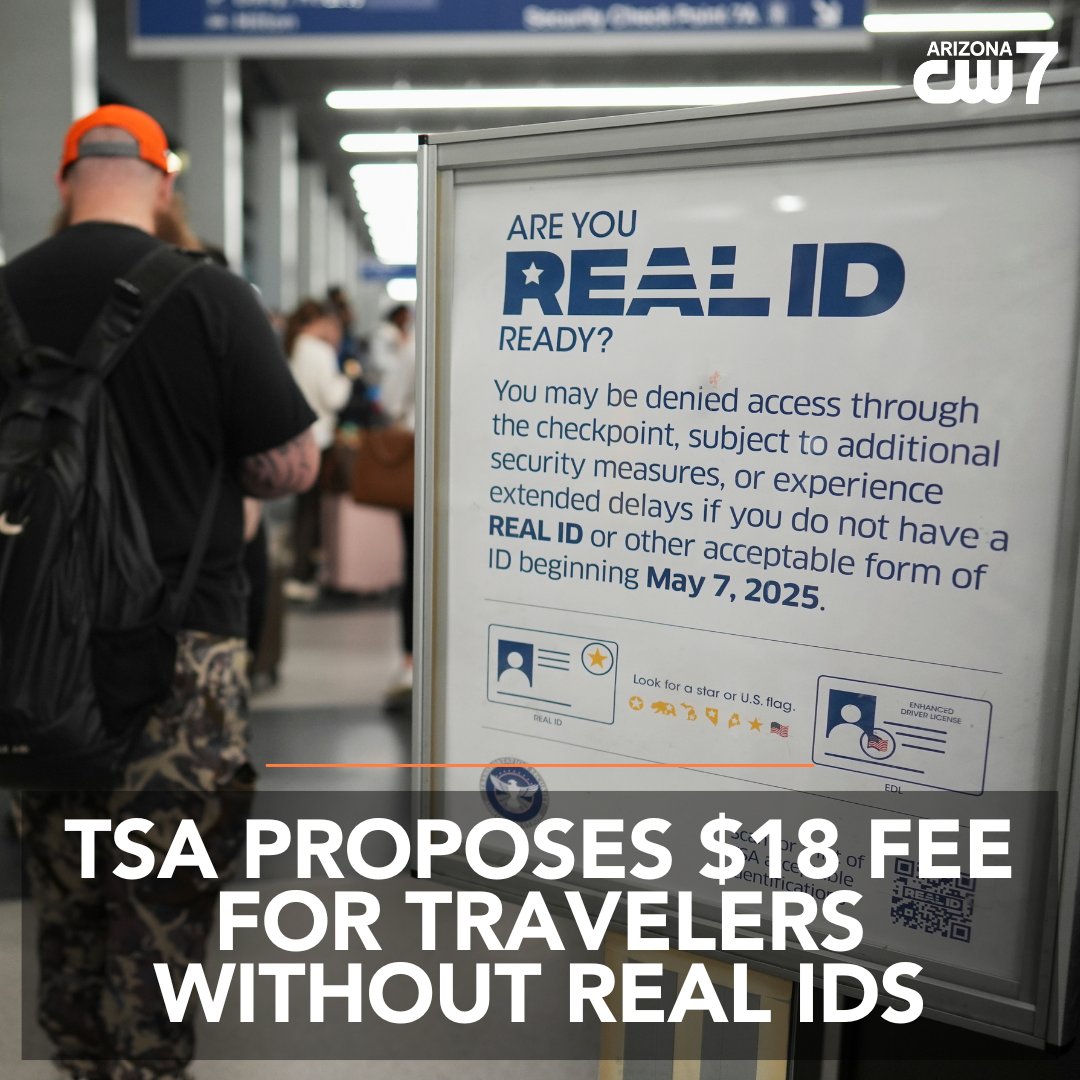 There could soon be a cost to not getting a Real ID.

Details: cw7az.com/news/tsa-propo…