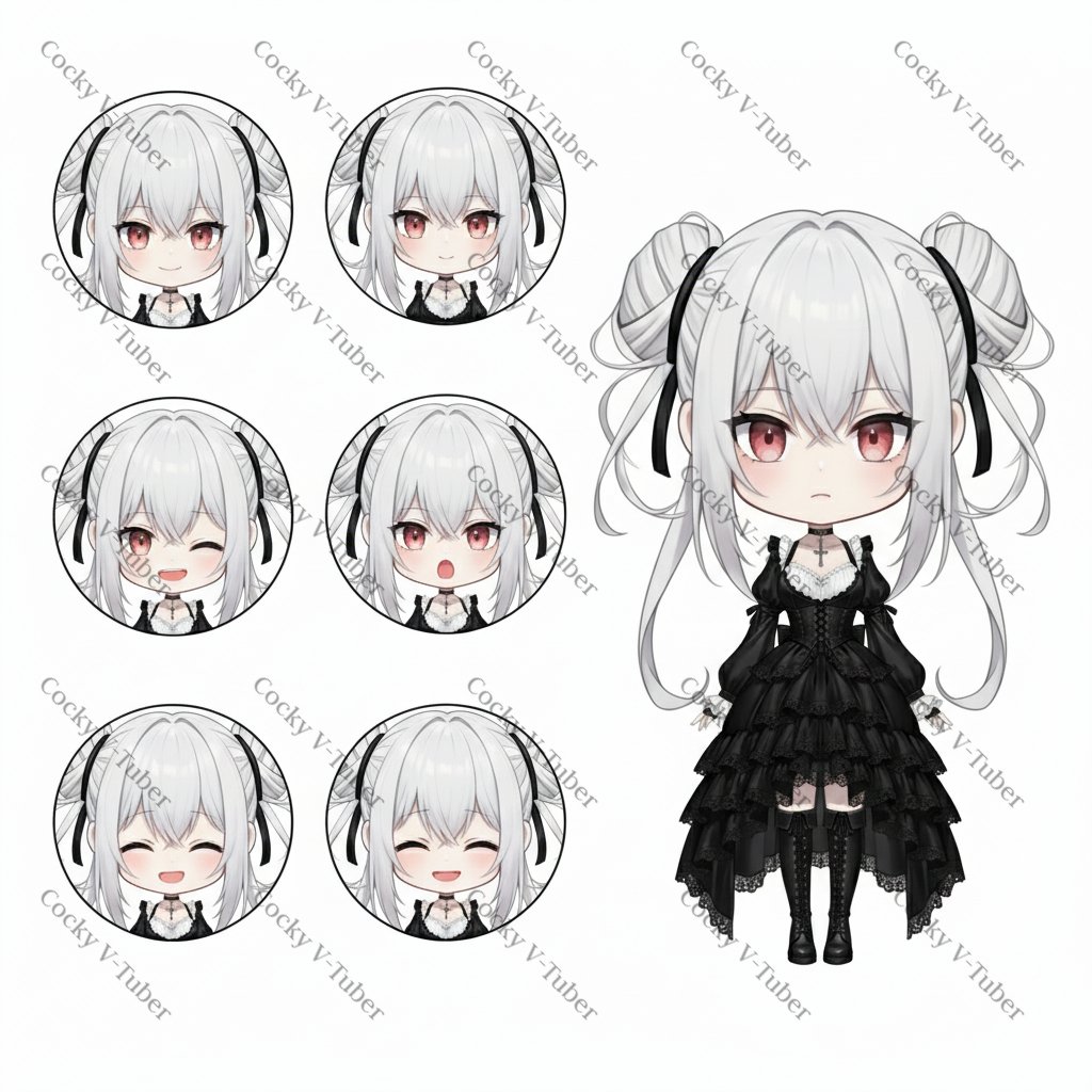 VtCocky's tweet image. Complete model sheet—perfect for rigging + branding  DM to secure your slot!  #VTuberSheet #ReferenceArt #OpenComms