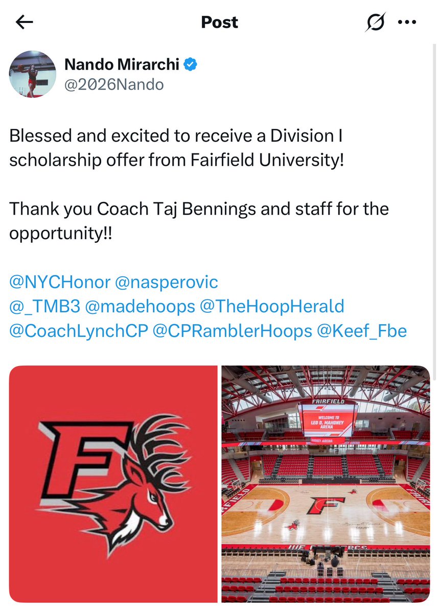 Very proud of our newest members <a href="/2026Nando/">Nando Mirarchi</a> and <a href="/JulienWiggins2/">Julien Wiggins</a> in picking up D1 offers from Fairfield University ! We are very excited for them to be on the court for us this coming aau season! Congrats fellas it’s up from here !