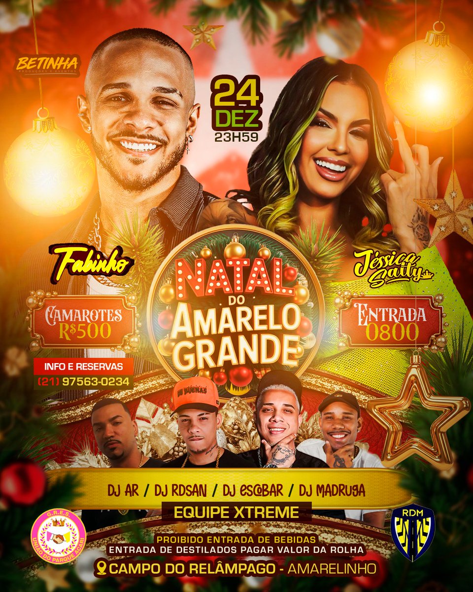 🌟 NATAL DO AMARELO GRANDE 🌟
O momento mais esperado do ano chegou, e é claro que o Amarelo Grande já está preparado para fazer desse Natal uma noite inesquecível! 🎄🎅✨
Quem conhece, sabe como é… imperdível! 🤫