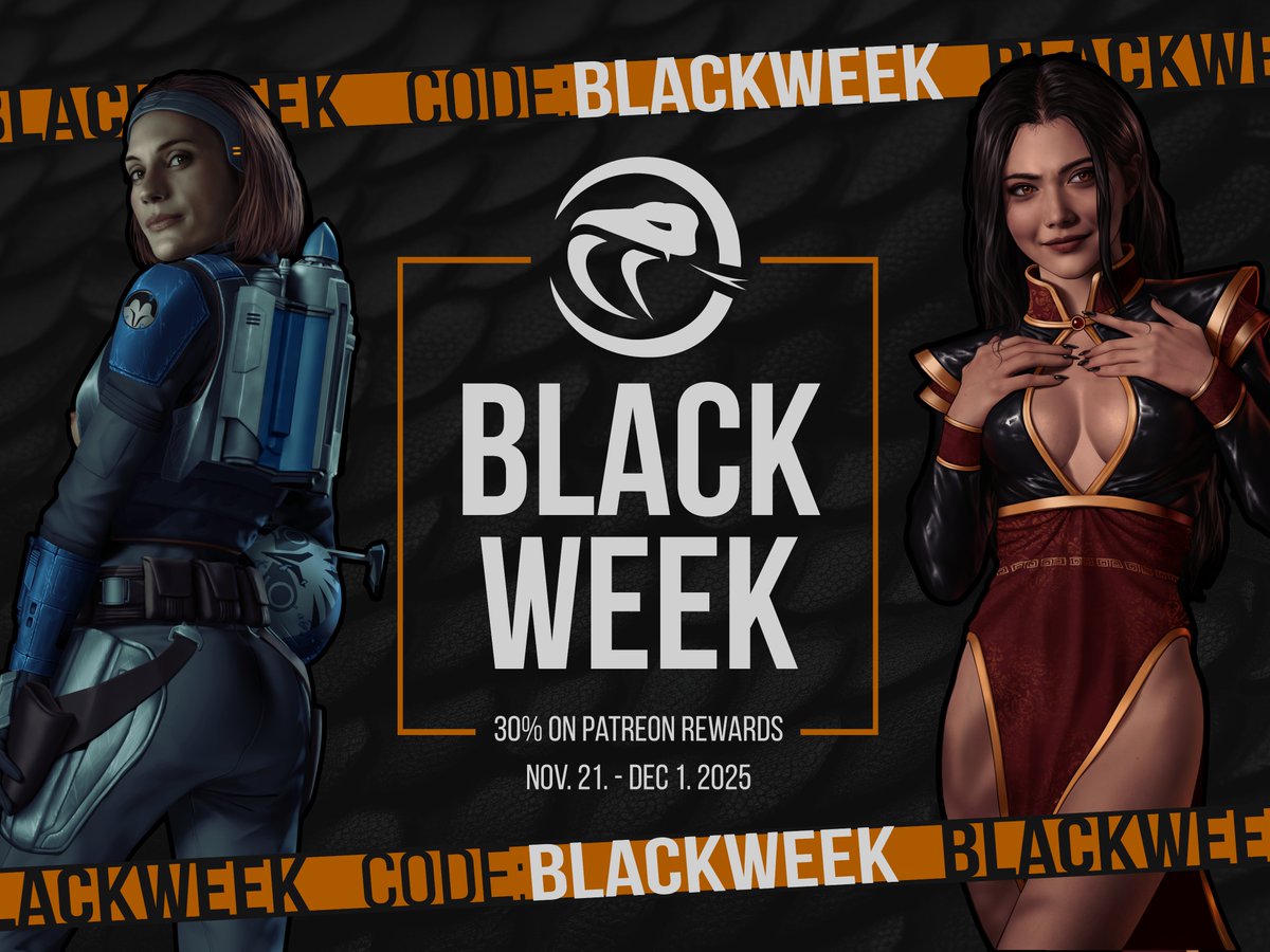 BLACK WEEK🔥🔥
30% for all new members and on all rewards!
Use the code: BLACKWEEK and save you some amazing rewards on Patreon😁🔥
