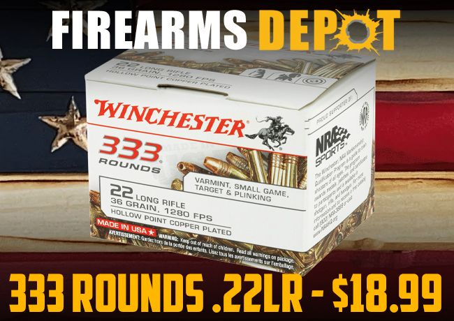 Firearms_Depot's tweet image. Winchester .22LR — 333 rounds, 36-gr copper-plated hollow point (HP) for just $18.99! 🎯 Compact, controlled, and hollow-point optimized — this rimfire load packs punch packed for plinking or defense. 🔫 
fd.deals/1120-Wincheste…
#Winchester #22LR #AmmoDeals #FirearmsDepot