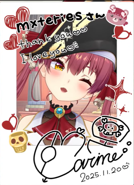 素敵なチェキありがとうございました！（読みにくい名前ですみません😅）
どんな広い海があっても、3期生ライブに船長を応援しに行きます！
I LOVE YOU TOO SENCHOU ❤
 #マリン航海記