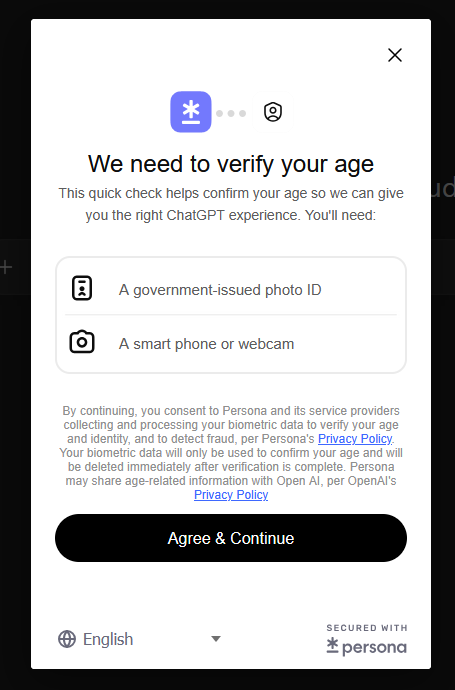 Abdiel262's tweet image. My account is linked to my Google information, including my real name and date of birth, and you have my credit card details, which cannot be issued to a minor. I’m not submitting a photo of my ID to fix your &quot;error&quot;. Fix this! #ChatGPT #OpenAI @OpenAI