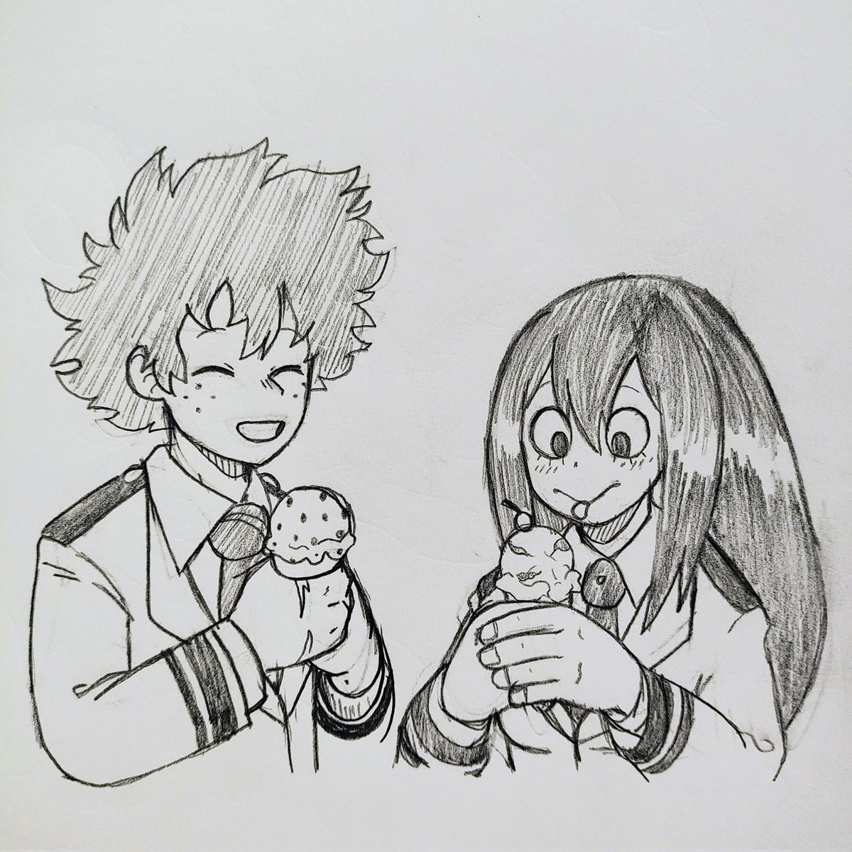 JT_Jolt's tweet image. Ice cream date #mha #bnha #midotsuyu #izukumidoriya #tsuyuasui