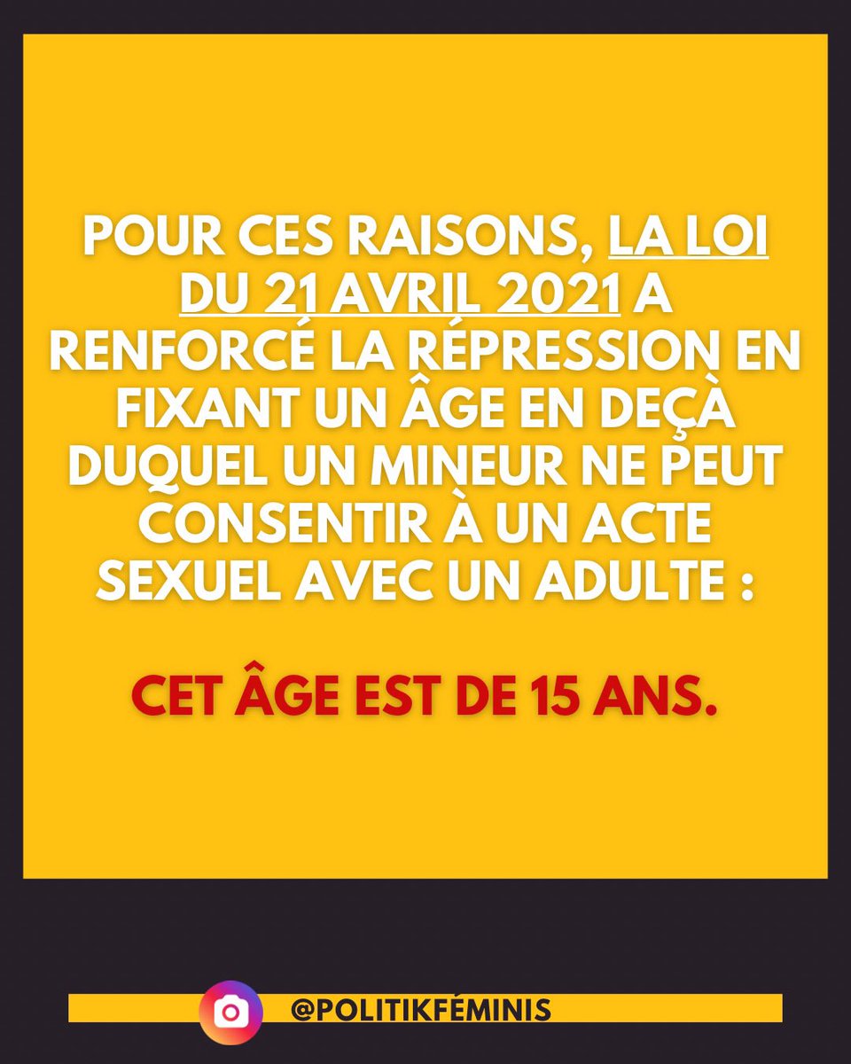 À 13 ANS, ON NE CONSENT PAS ! 

L’adolescence est une période particulière où les enfants sont en demande d’autonomie et se pensent plus matures qu’ils ne le sont. […] instagram.com/p/DRSJfjnkUMq/…