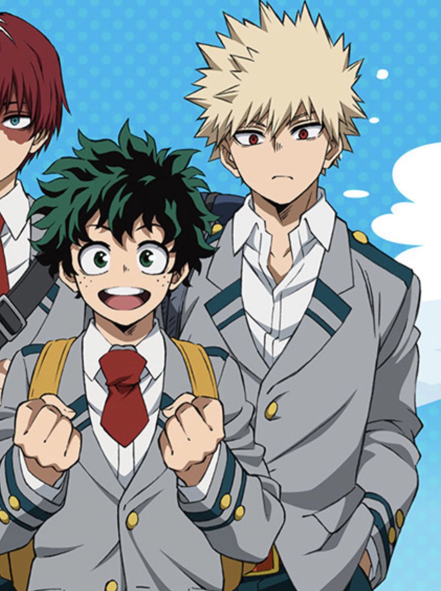 is bones gonna make promo art like this of timeskip bkdk and if so is izuku going to be up to katsuki's belly button or something. he's shrinking