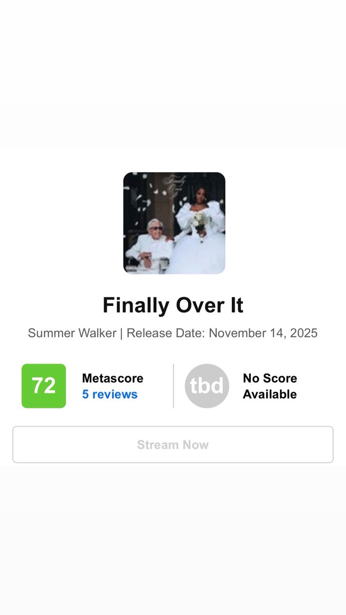 summersources's tweet image. Com base em cinco avaliações pela crítica especializada, “Finally Over It”, novo álbum de Summer Walker, debutou com nota 72 no Metacritic.