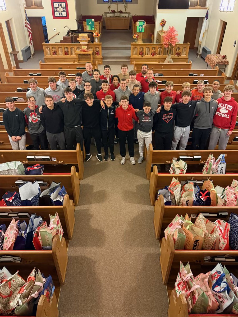 A big thank you to Zion United Church of Christ, Fireside in Bellevue! 31 Redmen basketball players were able to give back to the community and pack hygiene and other miscellaneous bags for families in need. A very rewarding feeling for all!