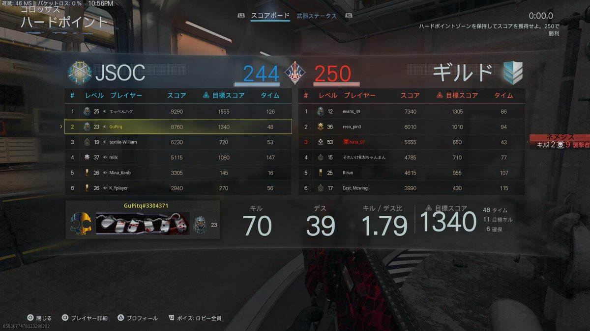 PitqGu's tweet image. 100killの壁は大きい