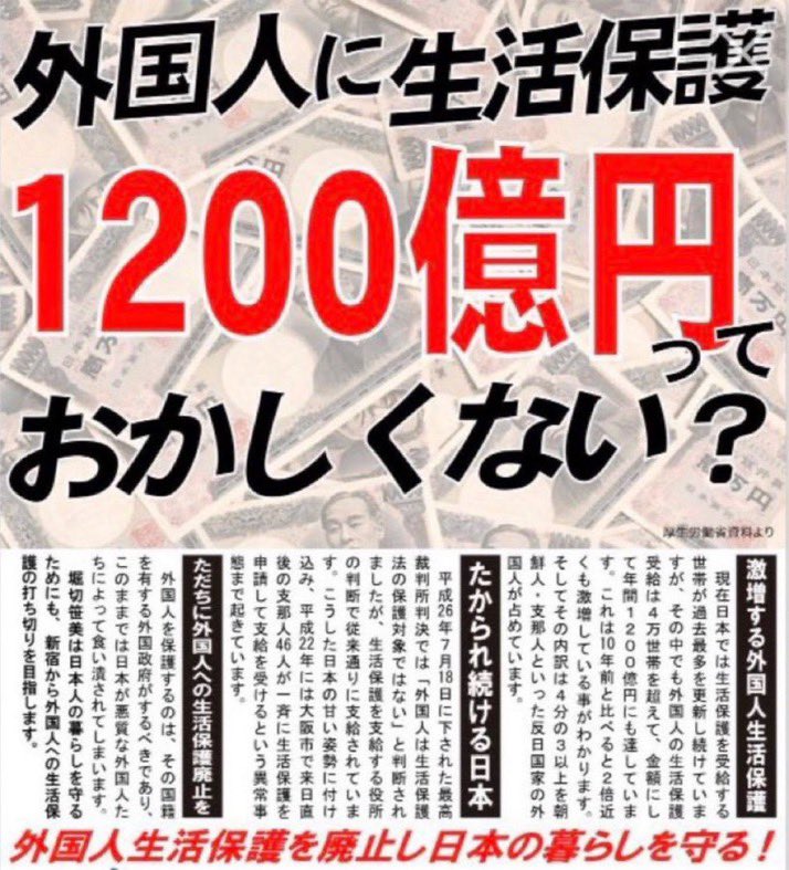 zundamotisuki's tweet image. 外国人に生活保護を1200億円も使うのはおかしいと思いませんか？

外国人生活保護に反対の人‼️

手を上げるのだ🖐️

🙋‍♂️