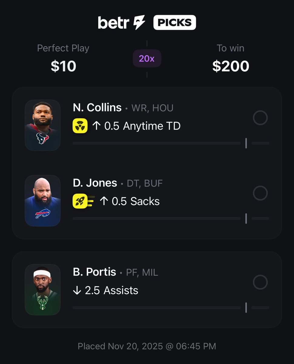 mrnoodlenoseTC's tweet image. BETR NUKES

Good value on both of these NFL boosted props let’s hope we can cash both of these slips

Like if you’re tailing ❤️ 

🔗 
l.betr.app/e/odtLZQKr

l.betr.app/e/vr2uINFl