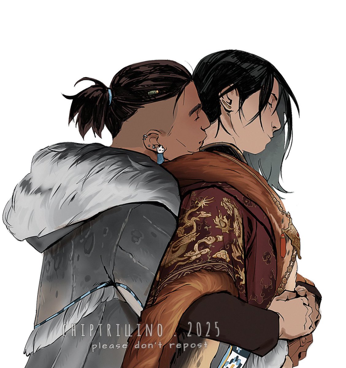 chiptrillino's tweet image. for tumblr's zukkaweek 2025 day 5: Keeping Warm 

i hope i can be forgiven for posting these on a wrong day. or maybe it can still work the days actual prompts?

anyway many fictive animals were hurt for the creation of this image.