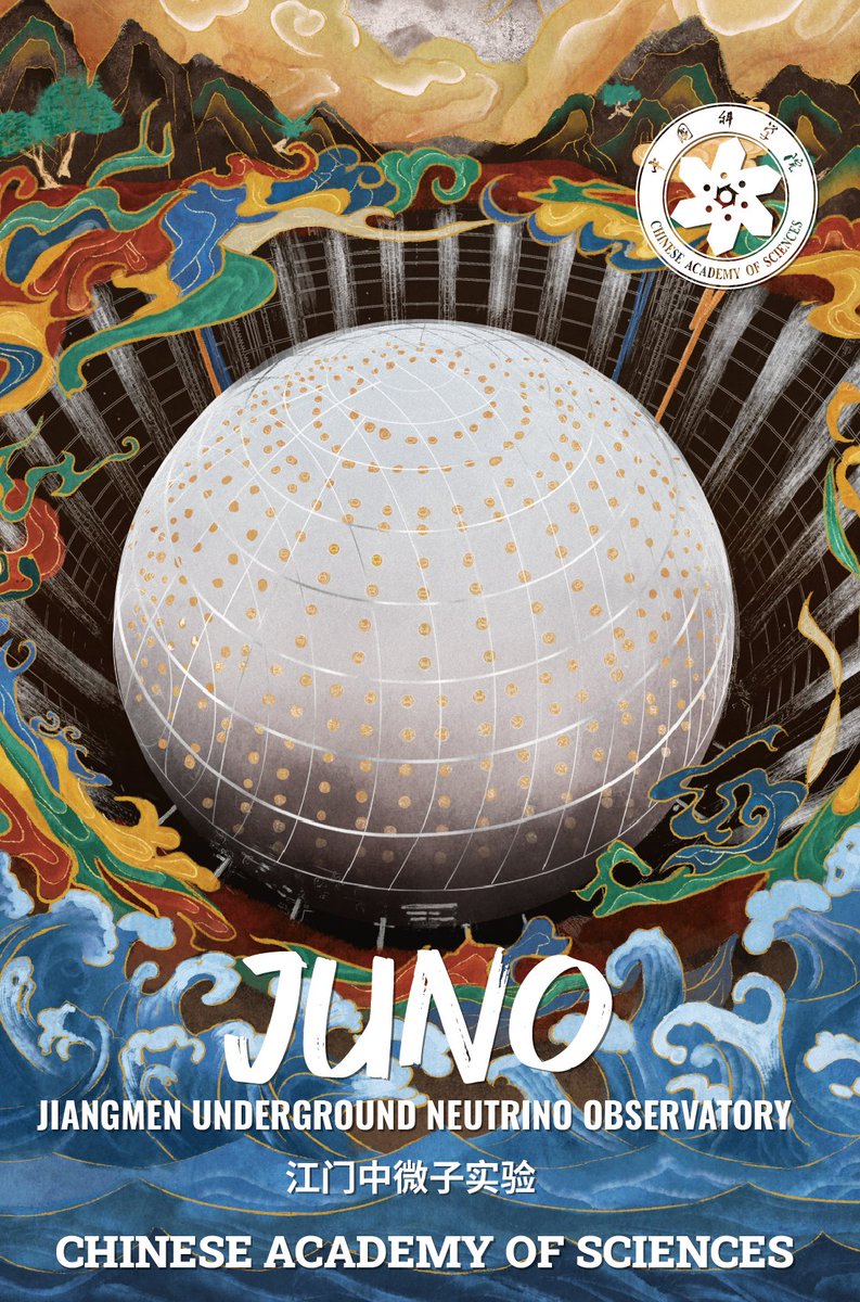CAS__Science's tweet image. Big Facility for Big Science: JUNO ⚛
700 m underground in Jiangmen, China, JUNO is the world&apos;s largest transparent neutrino detector.
🔹 35.4 m acrylic sphere, 20,000 tons liquid scintillator
 🔹45,000 PMTs
 🔹3% energy resolution
 🔹700+ scientists, 17 countries
🔍 Trapping…