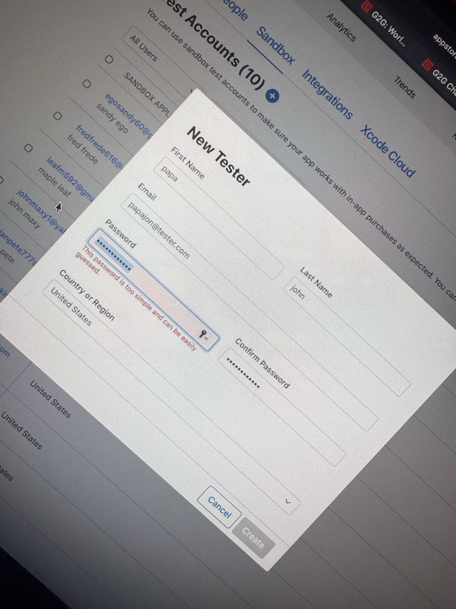 codemethis's tweet image. ITS A SANDBOX ACCOUNT FOR CRYING OUT LOUD 

WHY DOES THE PASSWORD HAVE TO BE SO INSANE @Apple