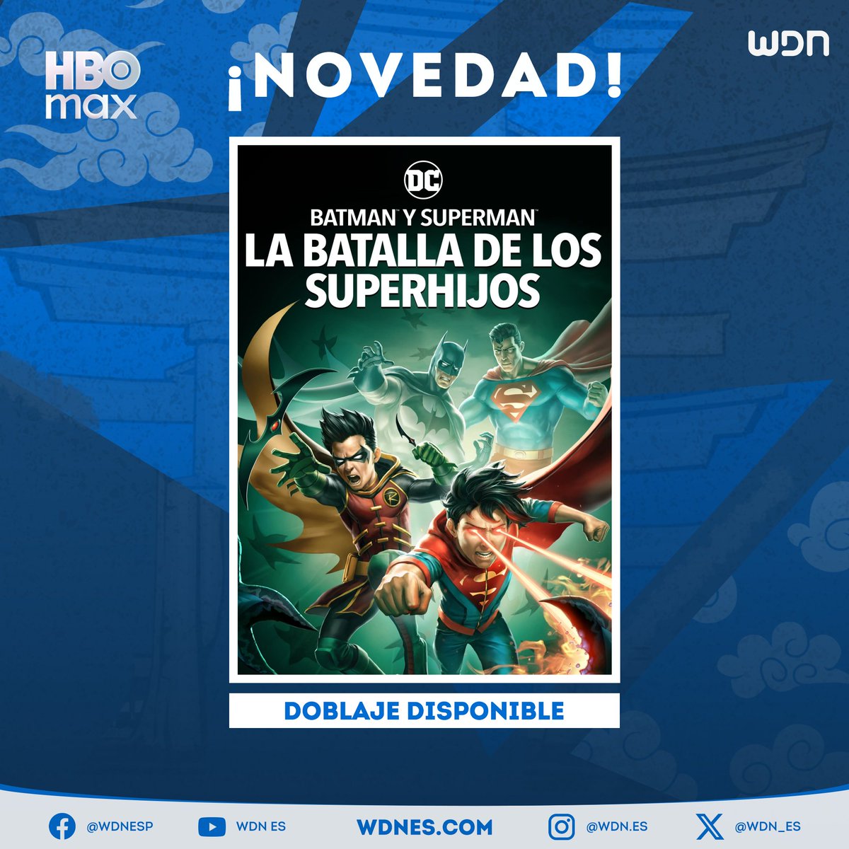 wdn_es's tweet image. 🎙️ | Doblaje
La película &quot;Batman y Superman: La batalla de los superhijos&quot; ha regresado a HBO Max con su doblaje latino. #Doblaje #DC #Superman #Batman