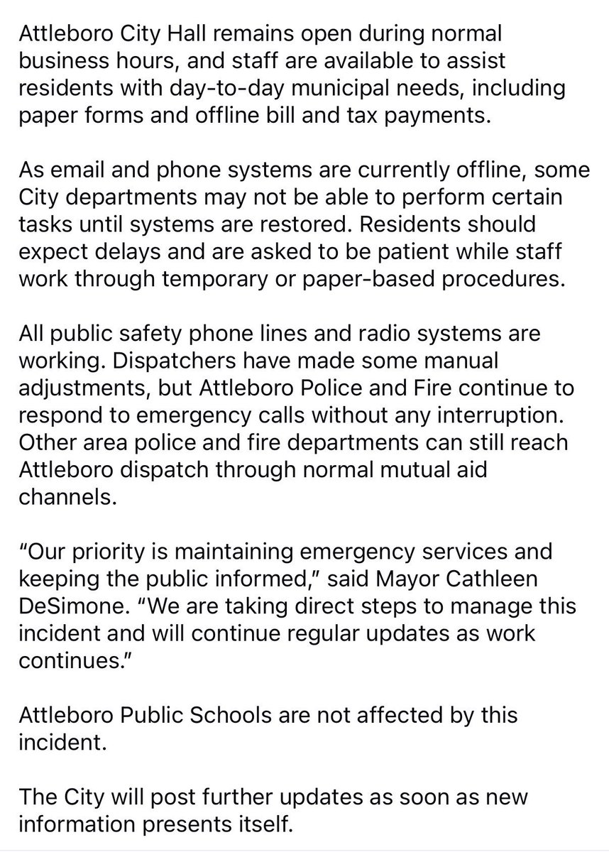 STATEMENT FROM THE MAYOR’S OFFICE REGARDING CYBER-SECURITY INCIDENT; PUBLIC SAFETY SERVICES OPERATING NORMALLY