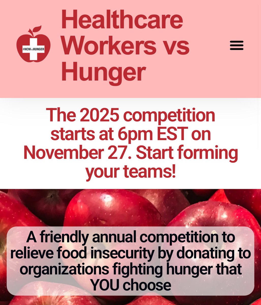 fumikochino's tweet image. 🎶 It’s the most wonderful time of the year! 🎵

🍎 #HCWvsHunger 2025 starts in 1 week… every year we get together to raise money to fight food insecurity.

It&apos;s a friendly competition where hungry kids &amp;amp; families benefit.

Circle up #DiagnoseAndTreats 
hcwvshunger.org