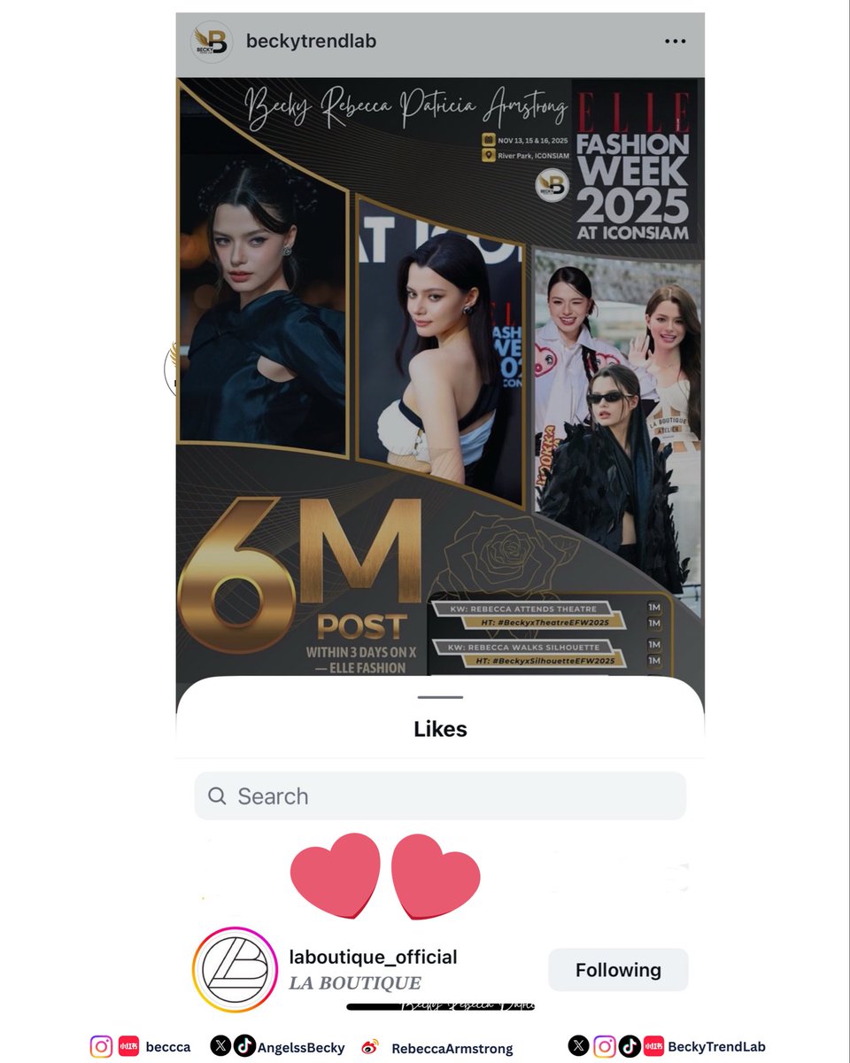 BECKYTRENDLAB's tweet image. Thank you very much for supporting @AngelssBecky 

#EFW2025 #SeeYouAtTheTent #ELLEThailand #EFW25ATICONSIAM 
#EFW2025xBecky  
#ICONSIAM 
#beckysangels