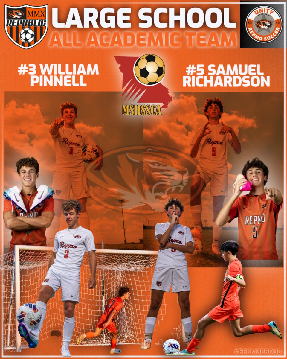 RepMoHS_soccer's tweet photo. TWO Tigers selected to the Missouri Soccer Academic Team, a highly select group of seniors from all four classes who have excelled on the field, in their communities and in the classroom during their high school careers. 

Congratulations to Will and Sam!

#RepMOproud https://t.co/azZY1weElw