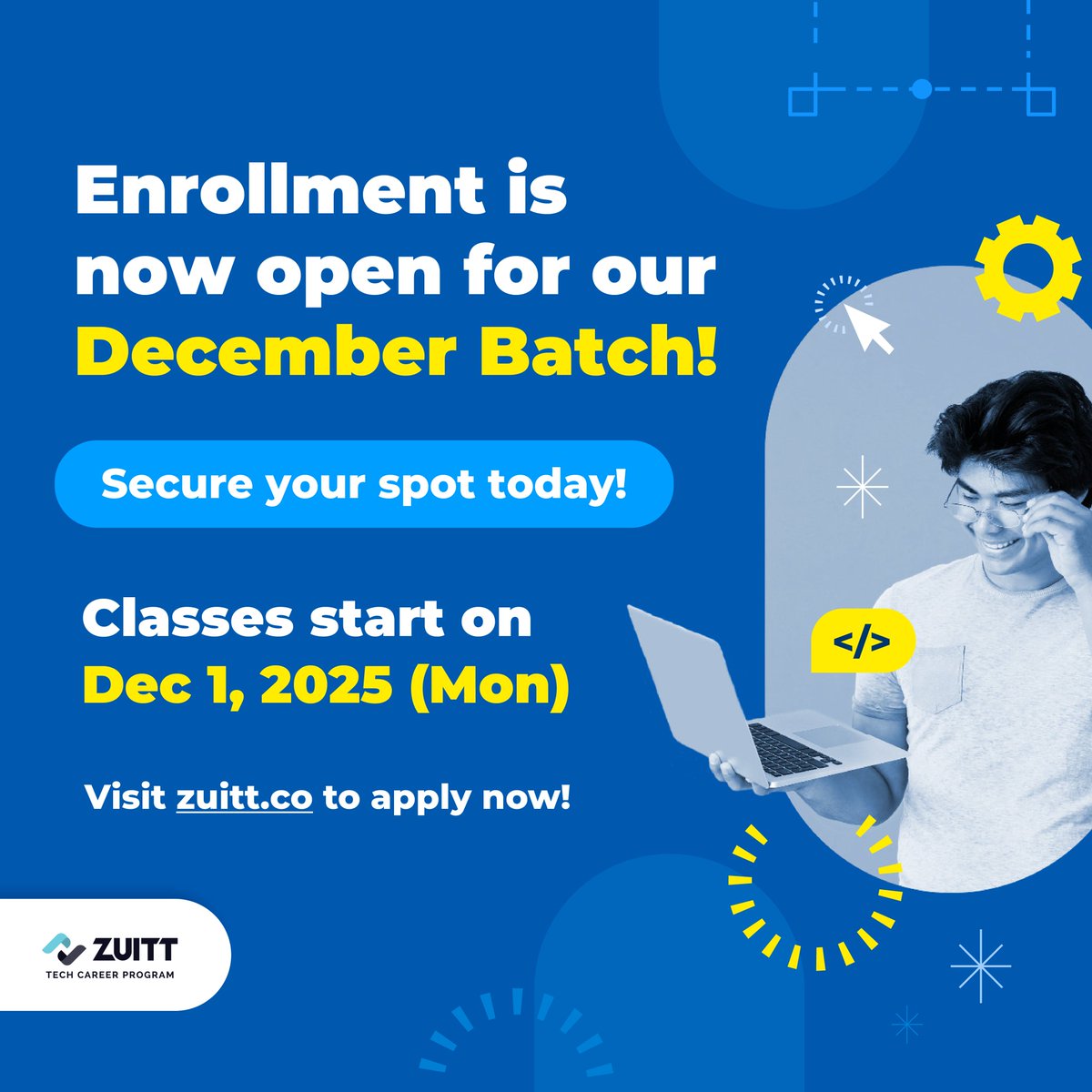 zuittco's tweet image. This December is your final chance to break the cycle and start your professional tech journey with our last batch of classes for 2025. 
Book a Free Online Live Consultation: codenow.zuitt.co/DecemberEnroll…

#Zuitt #CodingMadeEasy #TechCareer #LastBatch2025 #codingcourse #webdevelopment