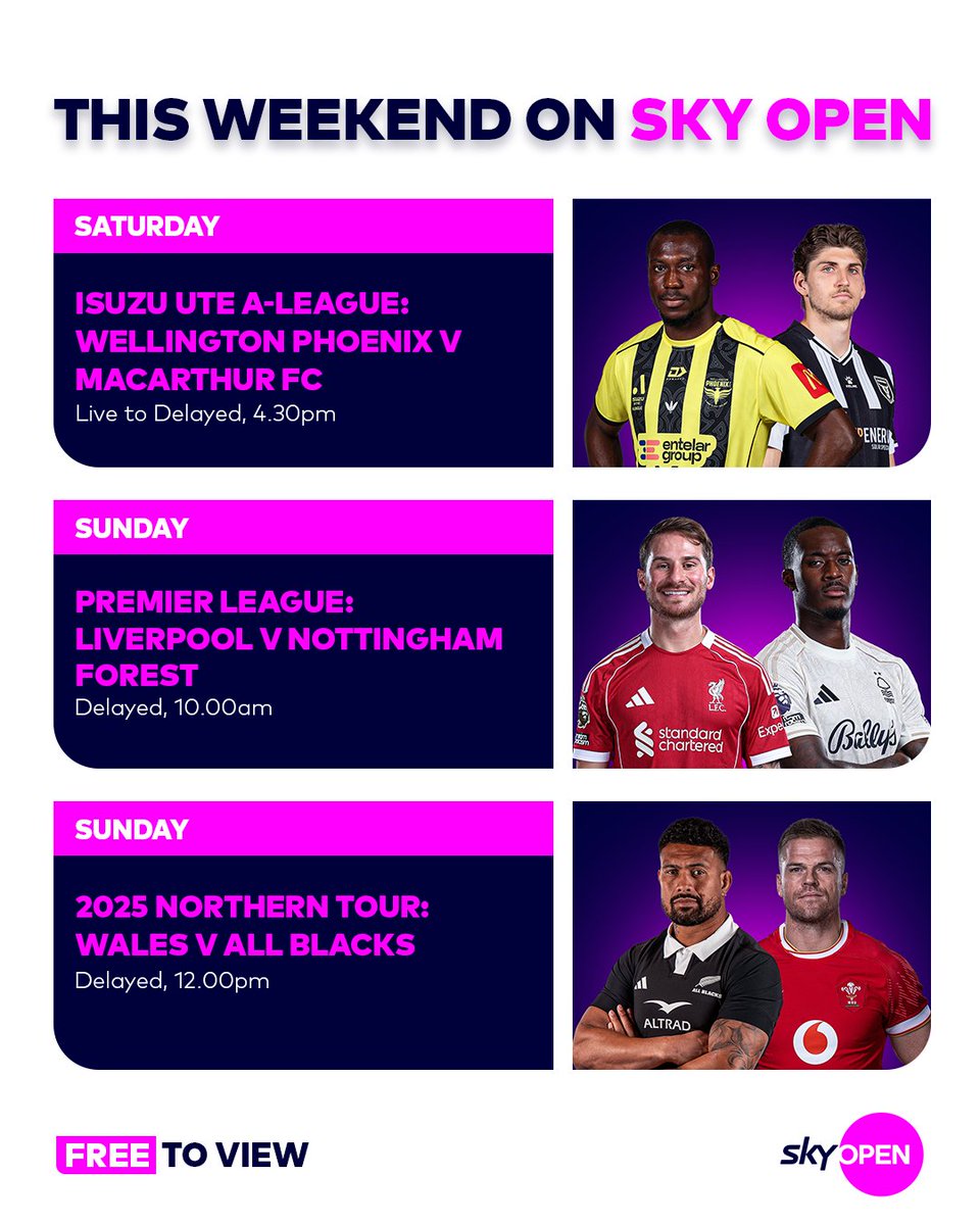 Weekend game time on Sky Open ⚽️🏉