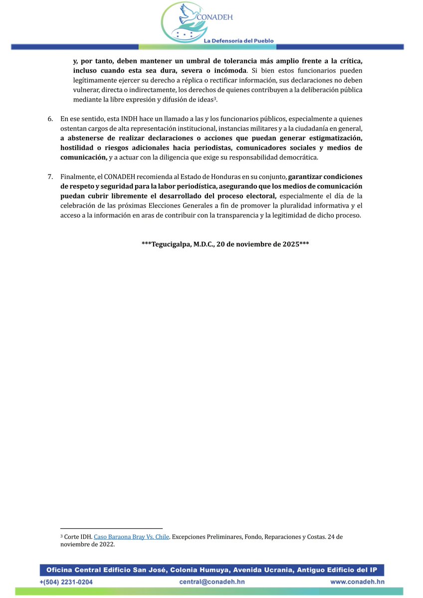 peregonba's tweet image. 📌🇭🇳 EL #CONADEH RESALTA EL PAPEL FUNDAMENTAL DE PERIODISTAS Y MEDIOS EN LA TRANSPARENCIA ELECTORAL 🗳️✨

El Comisionado Nacional de los Derechos Humanos destaca la labor esencial de las y los periodistas, comunicadores sociales y medios de comunicación como garantes de…
