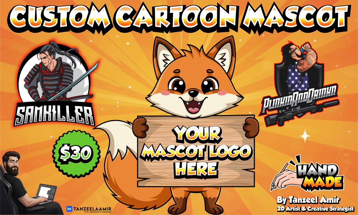 Tanzeel_Designs's tweet image. Stop blending in. Get your perfect cartoon mascot today 👇
All gigs here: fiverr.com/s/99377qd 
Who needs one? Drop your brand name below 📷#LogoDesign #Branding #Fiverr #MascotLogo #CartoonMascot